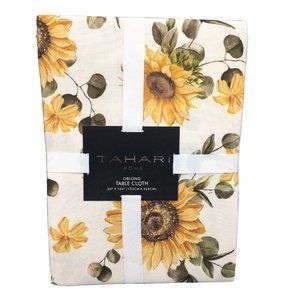 Tahari Yellow Sunflower Tablecloth 60x104 Summer Fall Floral Thanksgiving Decor